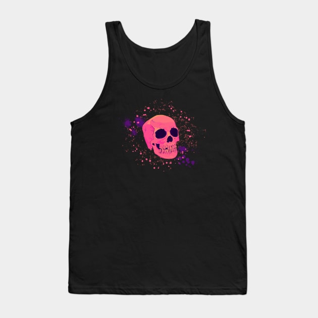 Pink Skull - Retro Paint Splatter Tank Top by TopKnotDesign